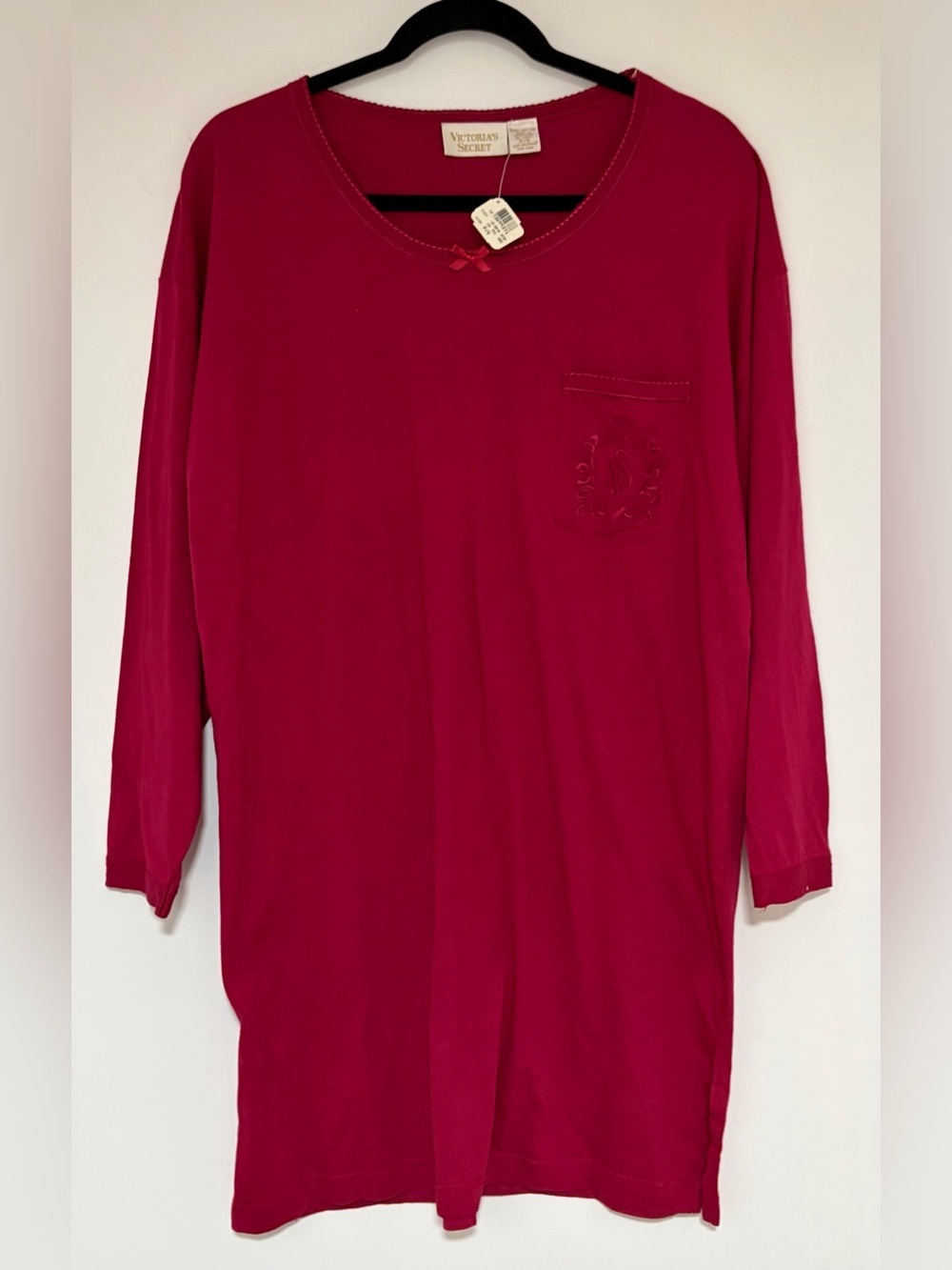 Victoria’s Secret Red 100% Cotton Vintage Long Sleeve Nightgown Size Small NWT